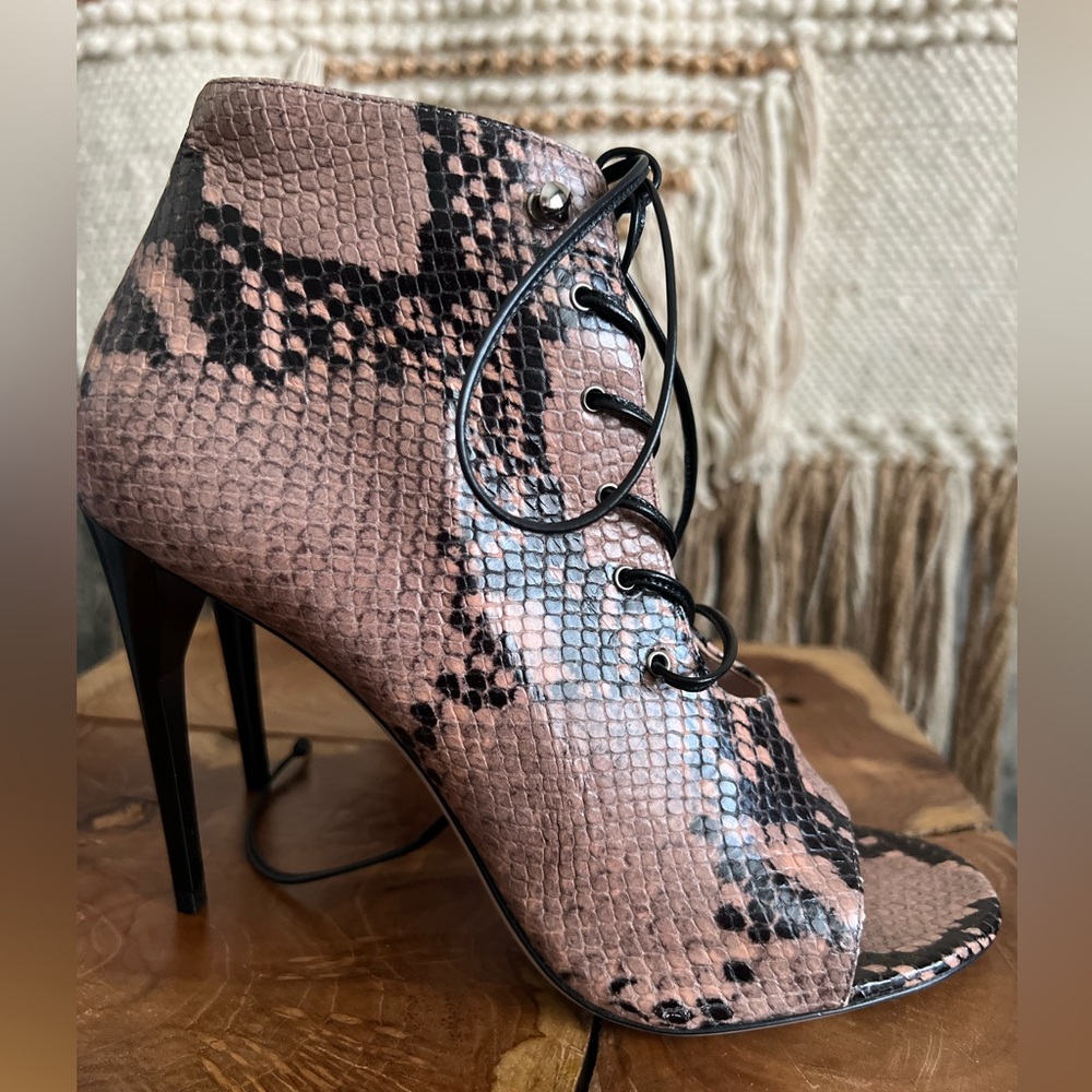 Miu Miu leather peep toe booties heels